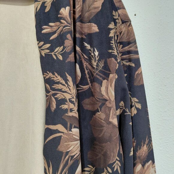 Soft Surroundings Brown Tan Floral Faux Suede Draped Front Jacket XL Layering - Picture 3 of 7
